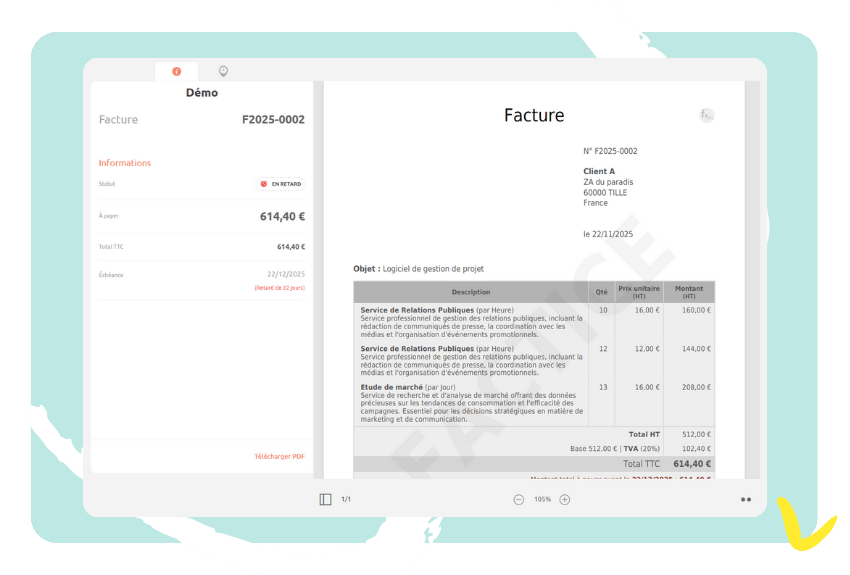 Un processus clair du devis au paiement